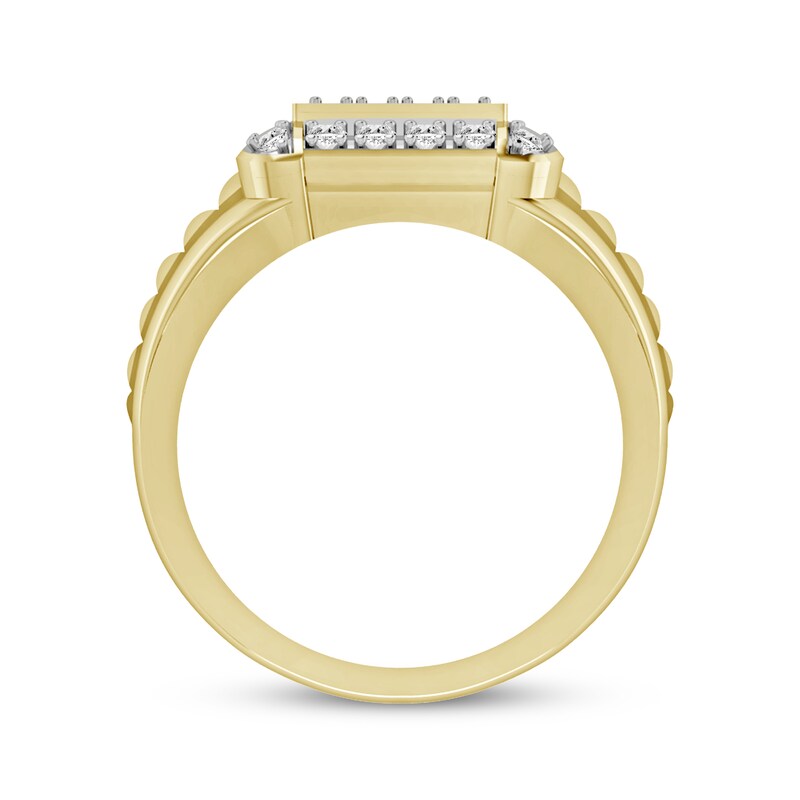 Main Image 3 of Men's Multi-Diamond Center Grid Ring 1/2 ct tw 10K Yellow Gold