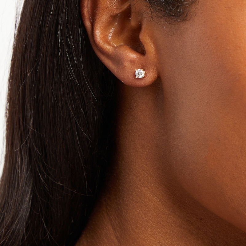 Main Image 4 of KAY Lab-Grown Diamonds Round-cut Solitaire Stud Earrings 1/2 ct tw 14K Yellow Gold (F/SI2)