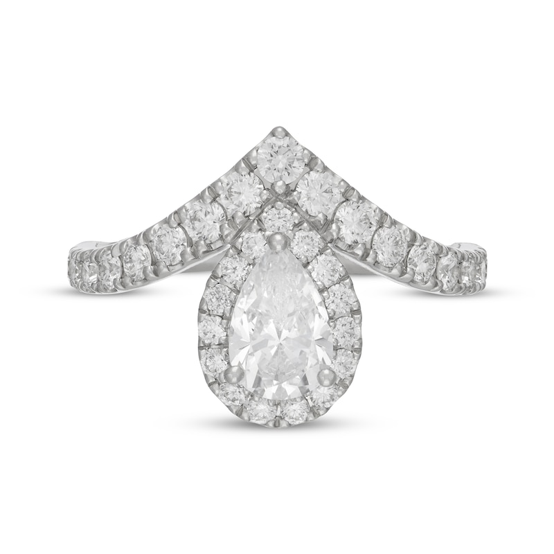 Main Image 3 of Neil Lane Artistry Pear-Shaped Lab-Grown Diamond Chevron Engagement Ring 1-1/2 ct tw 14K White Gold