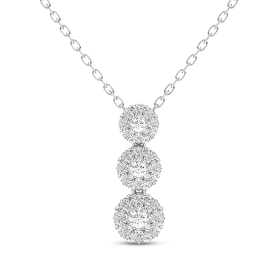 Diamond Three-Stone Drop Necklace 5/8 ct tw 14 White Gold 18"
