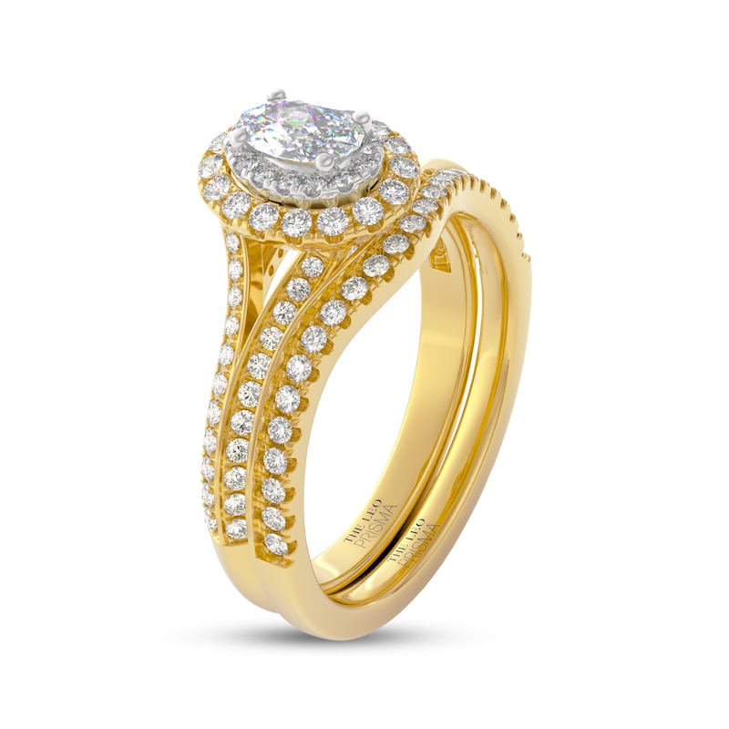 Main Image 2 of THE LEO Prisma Diamond Oval-Cut Double Halo Bridal Set 7/8 ct tw 14K Two-Tone Gold