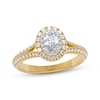 Thumbnail Image 4 of THE LEO Prisma Diamond Oval-Cut Halo Engagement Ring 3/4 ct tw 14K Two-Tone Gold