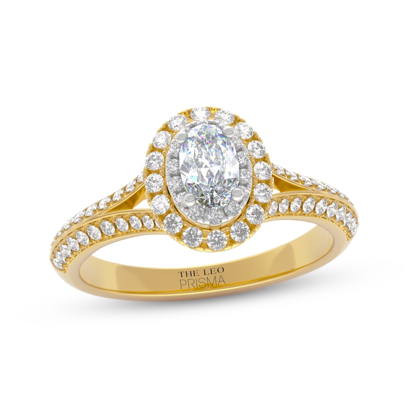 Main Image 4 of THE LEO Prisma Diamond Oval-Cut Halo Engagement Ring 3/4 ct tw 14K Two-Tone Gold