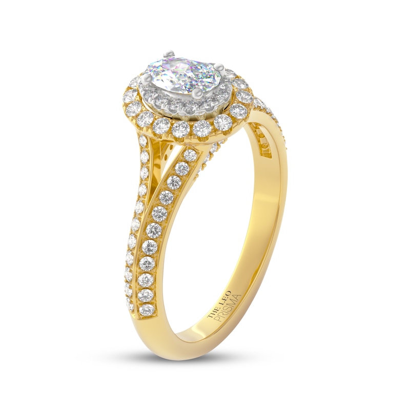 Main Image 5 of THE LEO Prisma Diamond Oval-Cut Halo Engagement Ring 3/4 ct tw 14K Two-Tone Gold