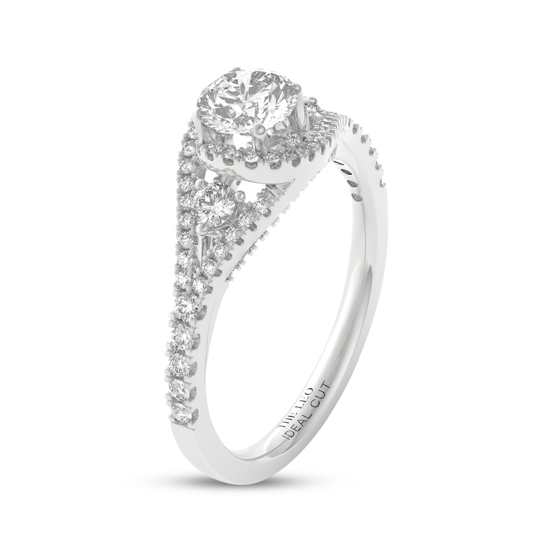 Main Image 5 of THE LEO Ideal Cut Diamond Bypass Halo Engagement Ring 1 ct tw 14K White Gold