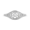 Thumbnail Image 6 of THE LEO Ideal Cut Diamond Bypass Halo Engagement Ring 1 ct tw 14K White Gold
