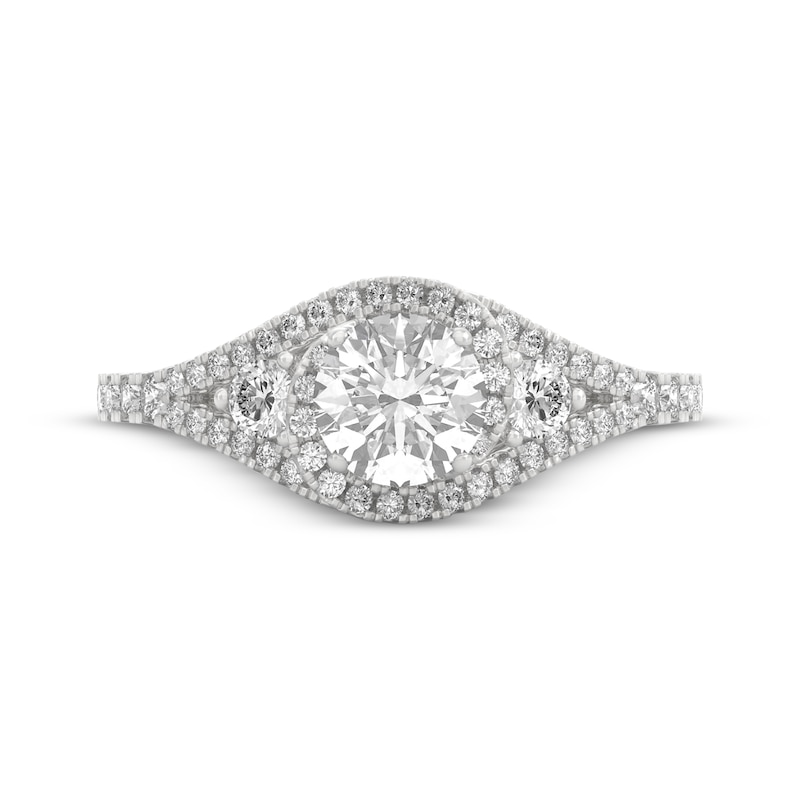 Main Image 6 of THE LEO Ideal Cut Diamond Bypass Halo Engagement Ring 1 ct tw 14K White Gold
