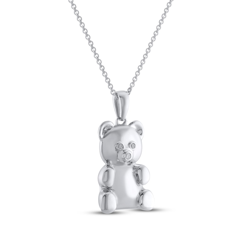 Main Image 2 of Teddy Bear Jewelry Collection Honoring St. Jude Diamond Necklace 1/20 ct tw Sterling Silver 18&quot;