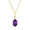 Thumbnail Image 0 of Oval-Cut Amethyst & Diamond Necklace 1/20 ct tw 10K Yellow Gold