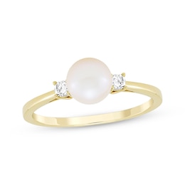 Cultured Pearl & Diamond Ring 1/10 ct tw 10K Yellow Gold