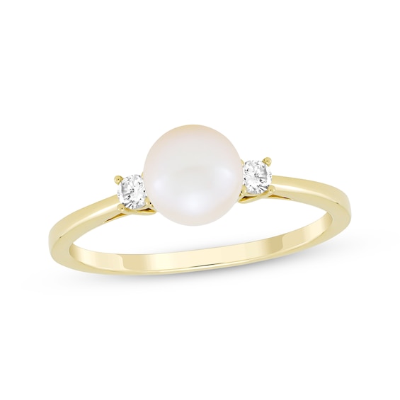 Cultured Pearl & Diamond Ring 1/10 ct tw 10K Yellow Gold