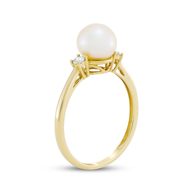 Cultured Pearl & Diamond Ring 1/10 ct tw 10K Yellow Gold