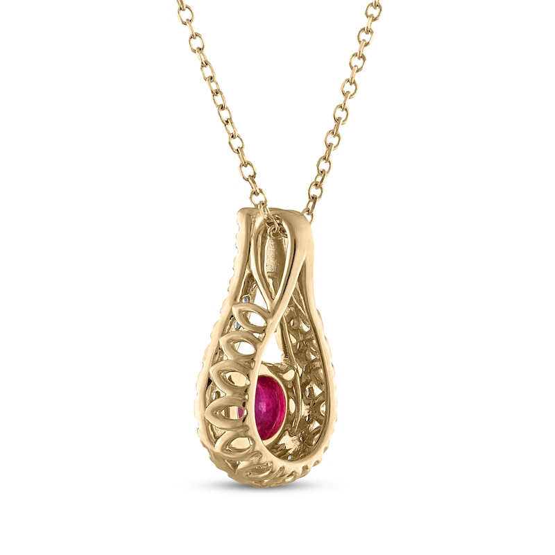 Main Image 3 of Greenland Rubies Collection Natural Ruby & Lab-Grown Diamond Necklace 1/5 ct tw 14K Yellow Gold 18&quot;