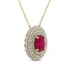 Thumbnail Image 2 of Greenland Rubies Collection Oval-Cut Natural Ruby & Lab-Grown Diamond Necklace 3/8 ct tw 14K Yellow Gold 18&quot;