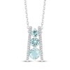 Thumbnail Image 1 of Aquamarine & Diamond Three-Stone Ladder Necklace 1/10 ct tw 10K White Gold 18&quot;