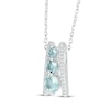 Thumbnail Image 2 of Aquamarine & Diamond Three-Stone Ladder Necklace 1/10 ct tw 10K White Gold 18&quot;