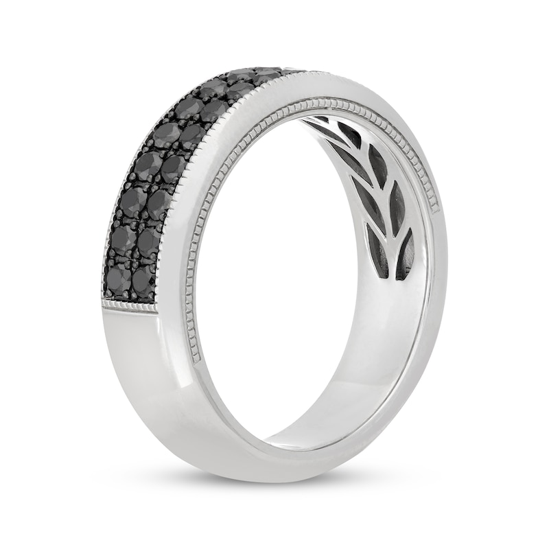 Neil Lane Men's Black Diamond Two-Row Wedding Band 1 ct tw 14K White Gold