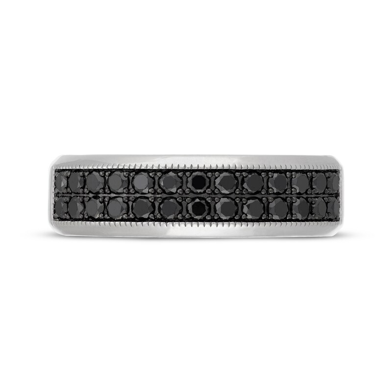 Main Image 3 of Neil Lane Men's Black Diamond Two-Row Wedding Band 1 ct tw 14K White Gold