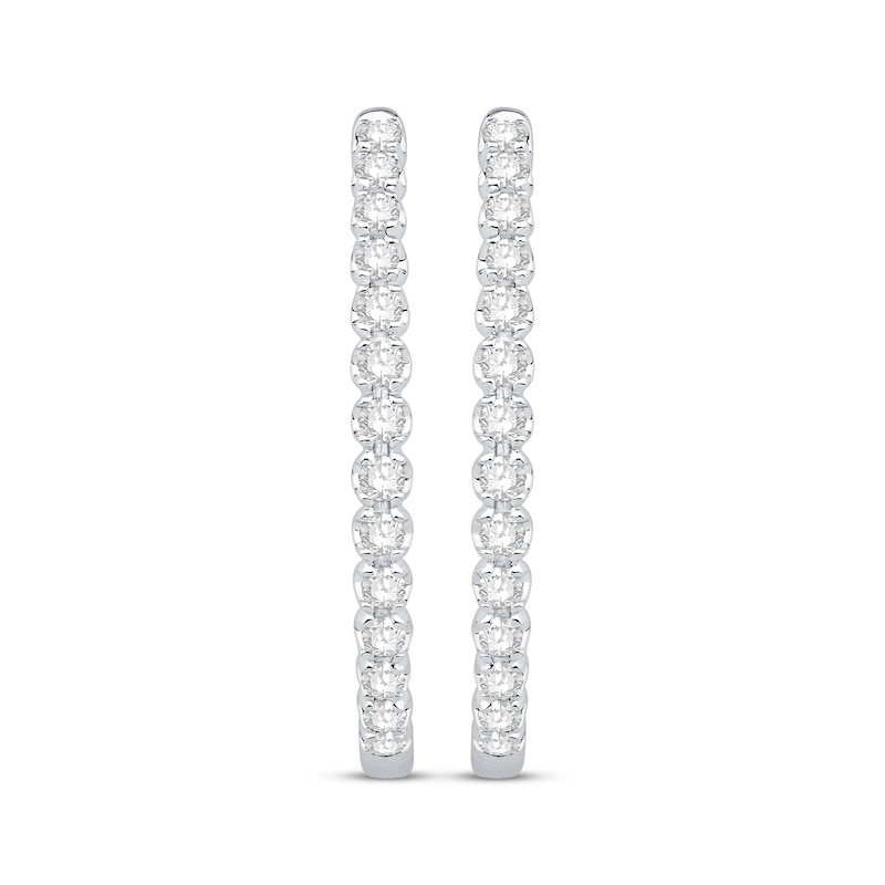 Main Image 2 of Diamond Oval Hoop Earrings 3/4 ct tw 10K White Gold