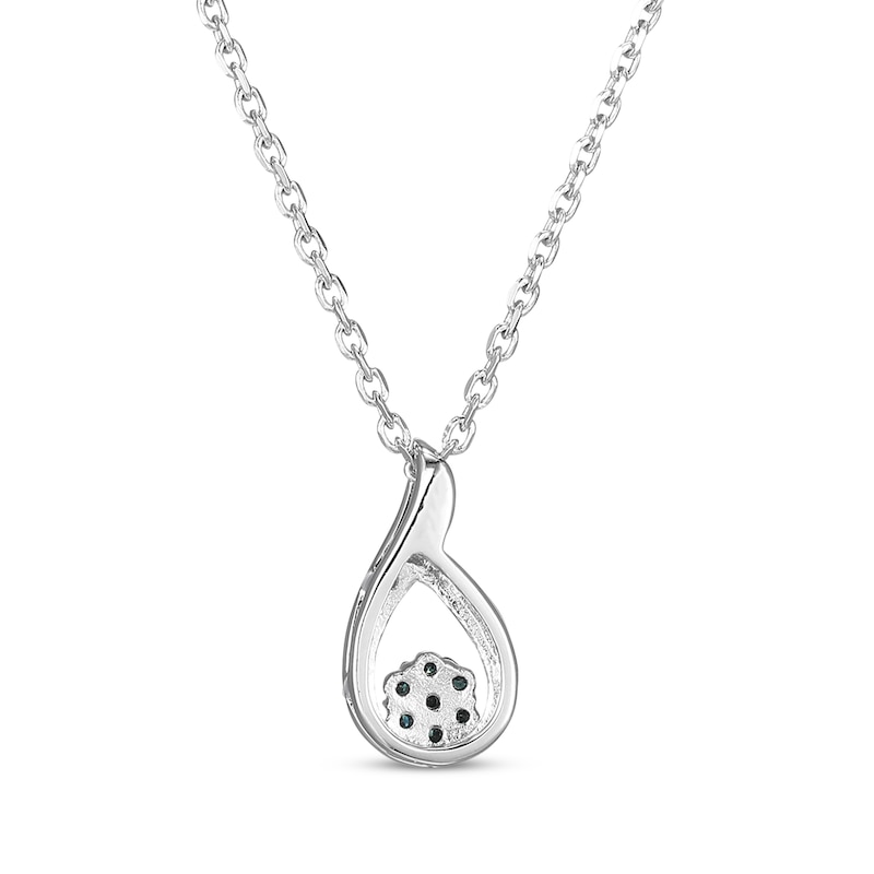 Main Image 3 of Blue & White Diamond Teardrop Swirl Necklace 1/15 ct tw Sterling Silver 18&quot;