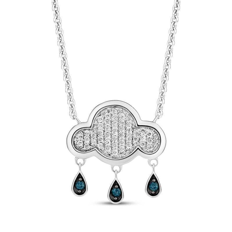 Main Image 1 of Disney Treasures Winnie the Pooh London Blue Topaz & Diamond Rain Cloud Necklace 1/6 ct tw Sterling Silver 18&quot;