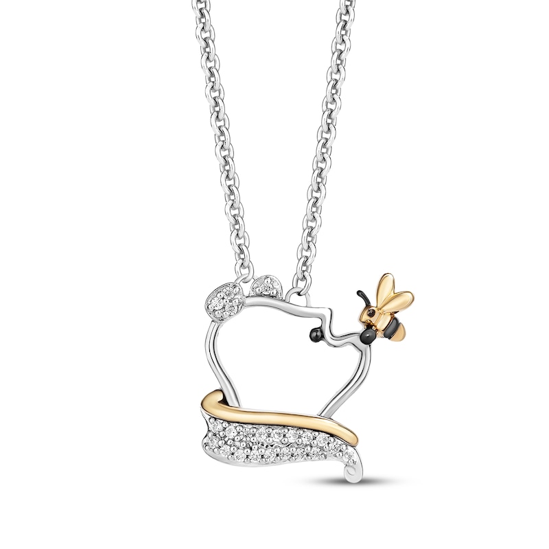Disney Treasures Winnie the Pooh Honey Bee Diamond Necklace 1/20 ct tw Sterling Silver & 10K Yellow Gold 18"
