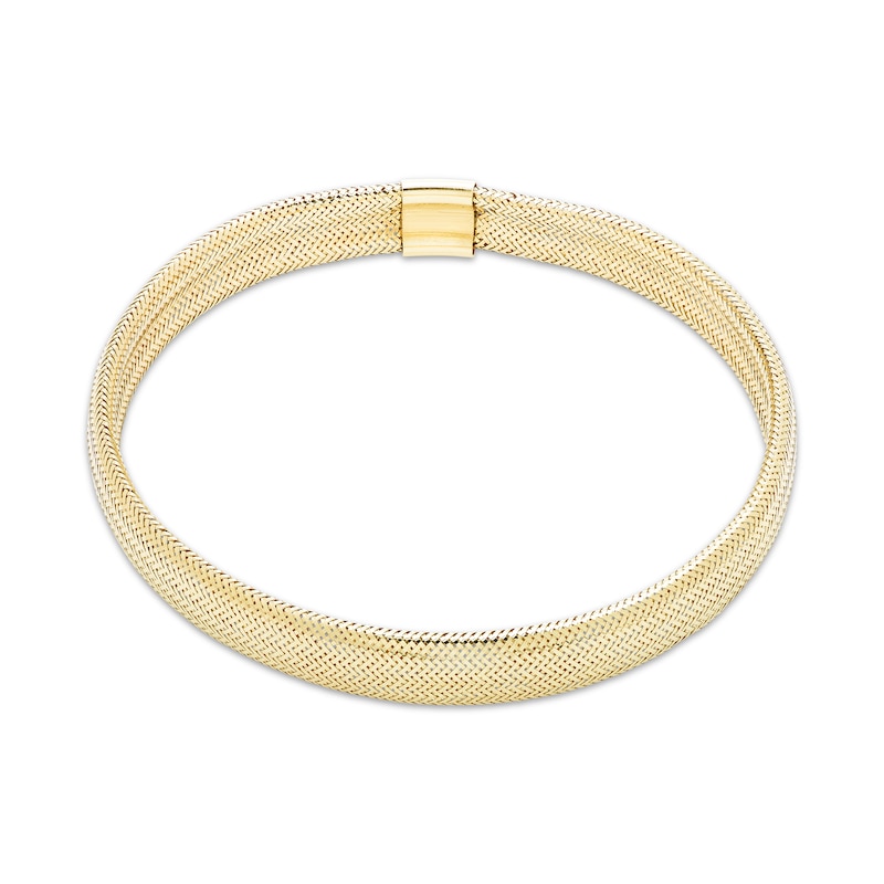 Main Image 2 of Hollow Mesh Stretch Bangle Bracelet 8.5mm 10K Yellow Gold