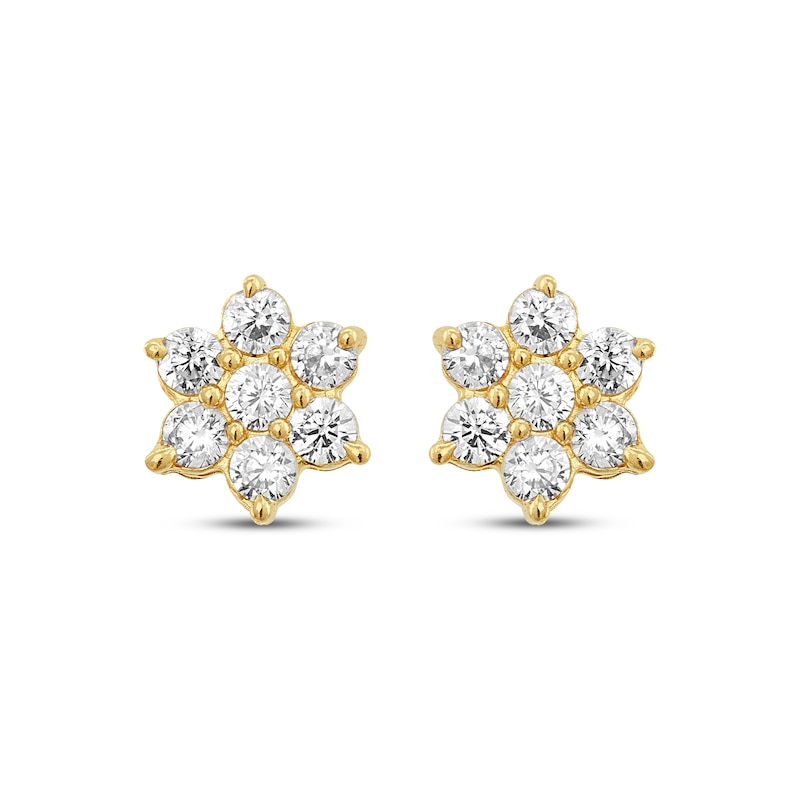 Main Image 2 of Children's Cubic Zirconia Flower Stud Earrings 14K Yellow Gold