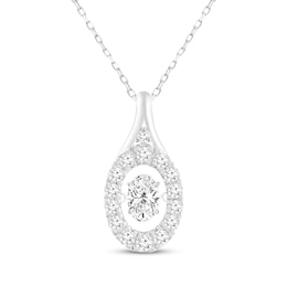 Unstoppable Love Oval-Cut Lab-Grown Diamond Necklace 1/2 ct tw 14K White Gold 19"