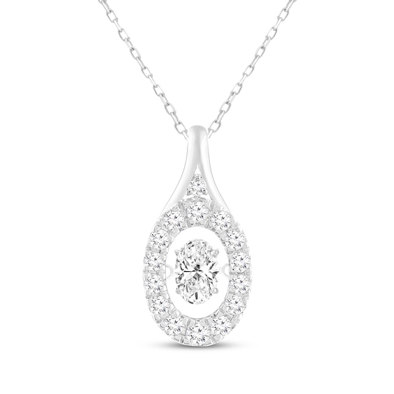 Unstoppable Love Oval-Cut Lab-Grown Diamond Necklace 1/2 ct tw 14K White Gold 19"