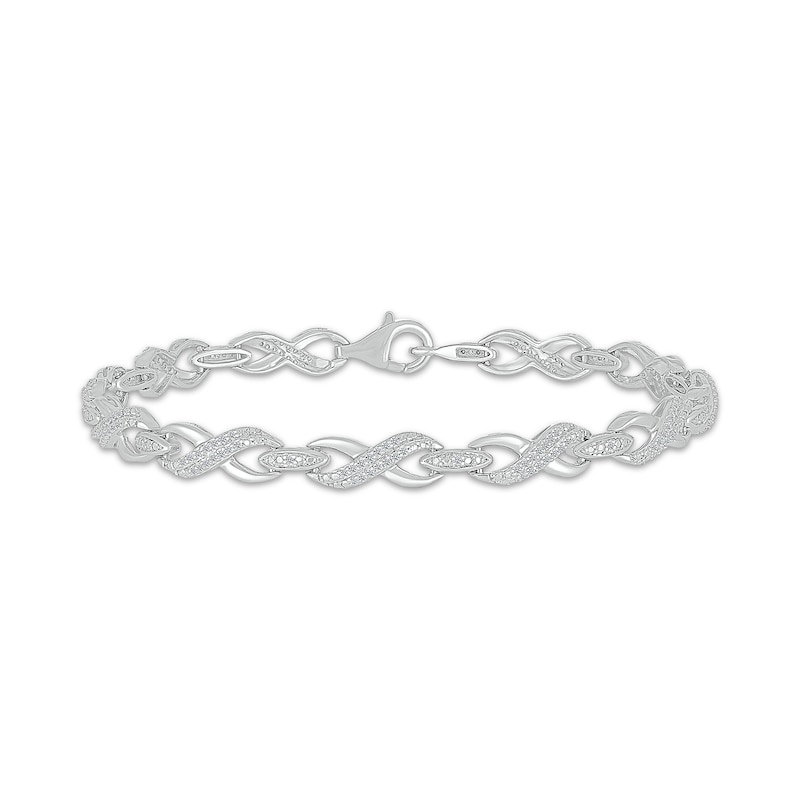 Main Image 1 of Diamond Infinity Link Bracelet 1/2 ct tw Sterling Silver 7.25"