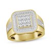 Thumbnail Image 1 of Men's Baguette & Round-Cut Multi-Diamond Cushion Halo Ring 1 ct tw 10K Yellow Gold