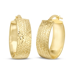 Italian Brilliance Diamond-Cut Hoop Earrings 14K Yellow Gold