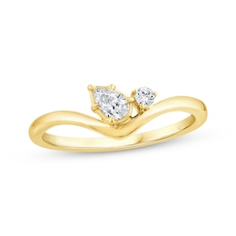 KAY Lab-Grown Diamonds Pear-Shaped & Round-Cut Diamond Two-Stone Contour Fashion Ring 1/5 ct tw 10K Yellow Gold