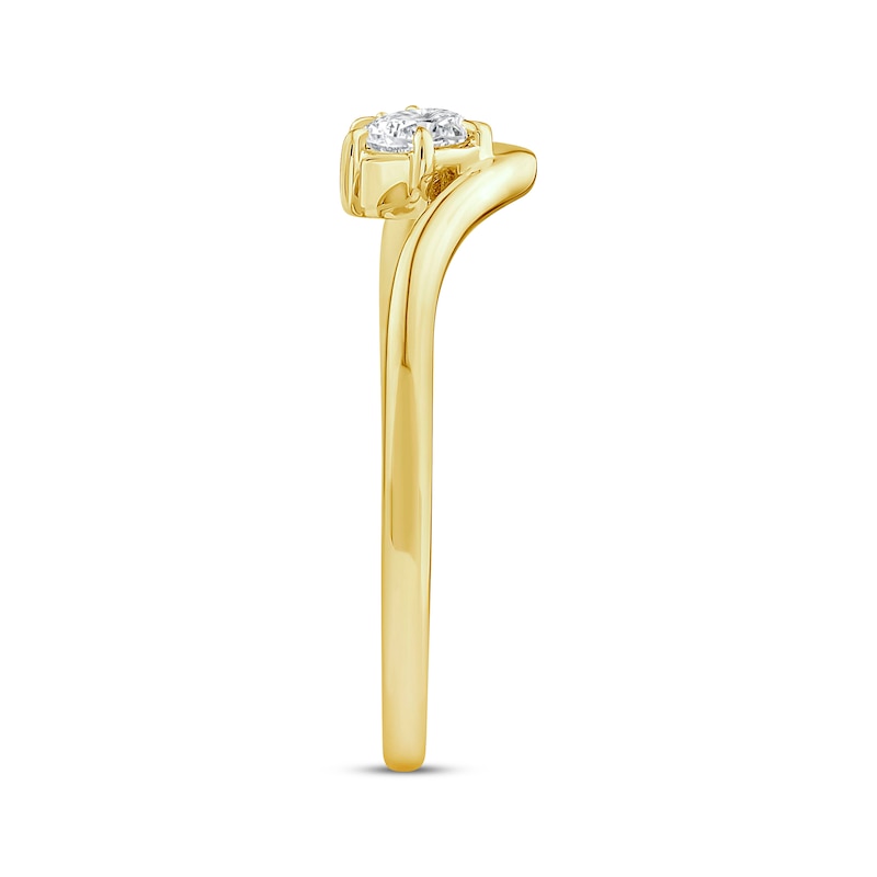 Main Image 2 of KAY Lab-Grown Diamonds Pear-Shaped & Round-Cut Diamond Two-Stone Contour Fashion Ring 1/5 ct tw 10K Yellow Gold