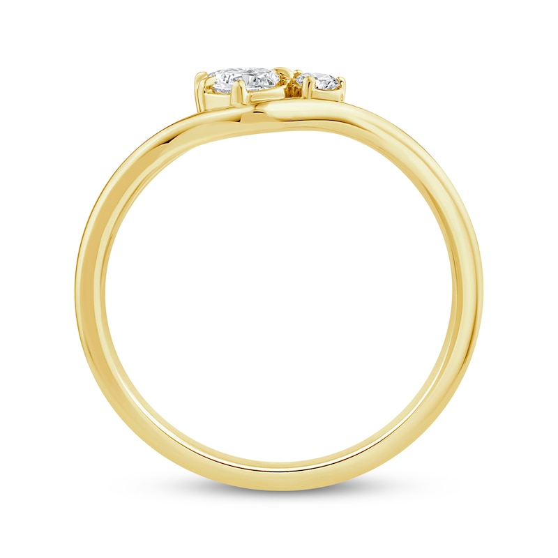 Main Image 3 of KAY Lab-Grown Diamonds Pear-Shaped & Round-Cut Diamond Two-Stone Contour Fashion Ring 1/5 ct tw 10K Yellow Gold