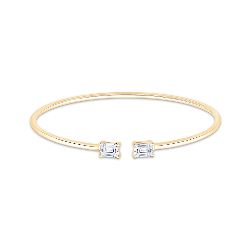 Main Image 1 of KAY Lab-Grown Diamonds Emerald-Cut Open Flex Cuff Bracelet 1 ct tw 10K Yellow Gold