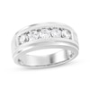 Thumbnail Image 1 of Men's Now + Forever Lab-Grown Diamonds Five-Stone Wedding Band 1 ct tw 14K White Gold