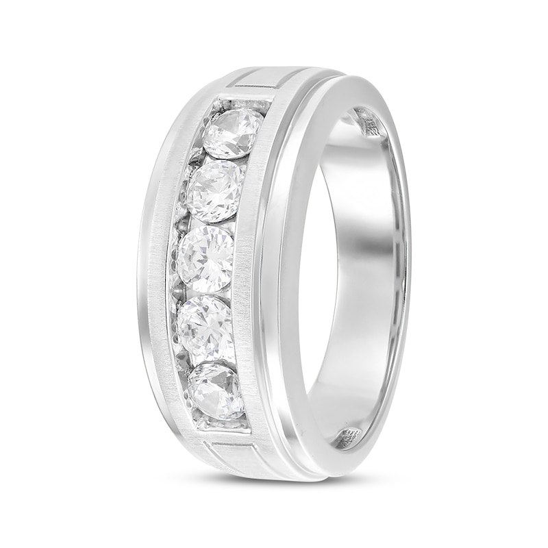 Main Image 2 of Men's Now + Forever Lab-Grown Diamonds Five-Stone Wedding Band 1 ct tw 14K White Gold