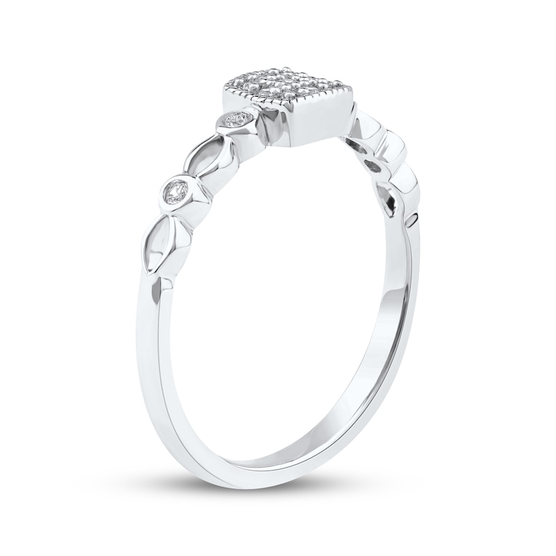 Main Image 2 of Multi-Diamond Cushion Frame Promise Ring 1/10 ct tw 10K White Gold