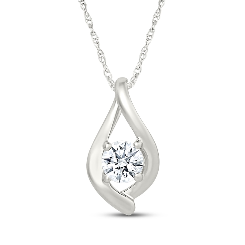 Main Image 1 of KAY Lab-Grown Diamonds Round-Cut Solitaire Twist Teardrop Necklace 1/3 ct tw Sterling Silver 18&quot; (I/SI2)