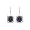 Thumbnail Image 2 of Cushion-Cut Lab-Created Alexandrite & White Lab-Created Sapphire Halo Drop Earrings Sterling Silver