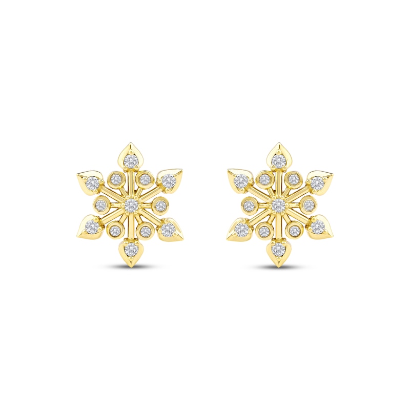 Main Image 2 of Diamond Snowflake Stud Earrings 1/4 ct tw 10K Yellow Gold