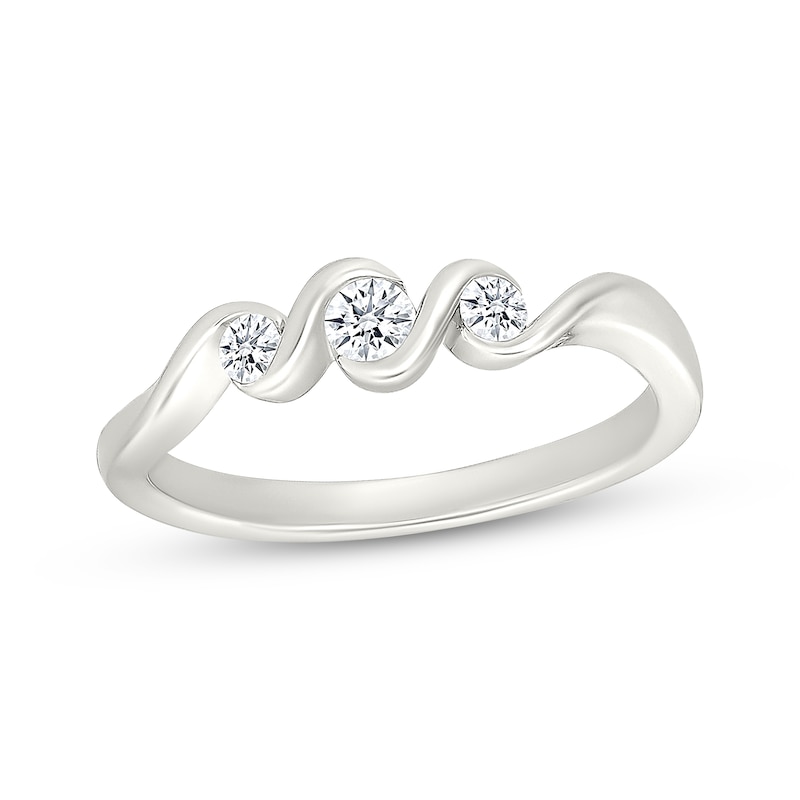 Main Image 1 of KAY Lab-Grown Diamonds Round-Cut Three-Stone Bypass Promise Ring 1/5 ct tw Sterling Silver