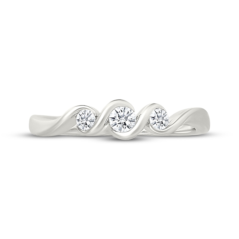 Main Image 4 of KAY Lab-Grown Diamonds Round-Cut Three-Stone Bypass Promise Ring 1/5 ct tw Sterling Silver