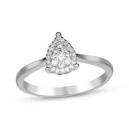Multi-Diamond Pear-Shaped Promise Ring 1/6 ct tw Sterling Silver