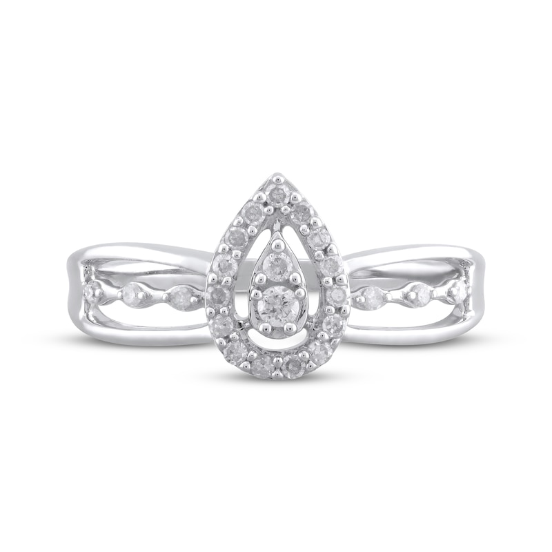 Main Image 3 of Multi-Diamond Pear-Shaped Halo Promise Ring 1/5 ct tw Sterling Silver