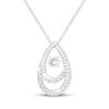 Thumbnail Image 1 of Unstoppable Love Round & Baguette-Cut Diamond Double Teardrop Necklace 1/2 ct tw 10K White Gold 19&quot;