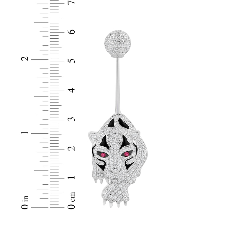 Main Image 3 of Men's Diamond & Lab-Created Ruby Panther Brooch 1 ct tw Sterling Silver