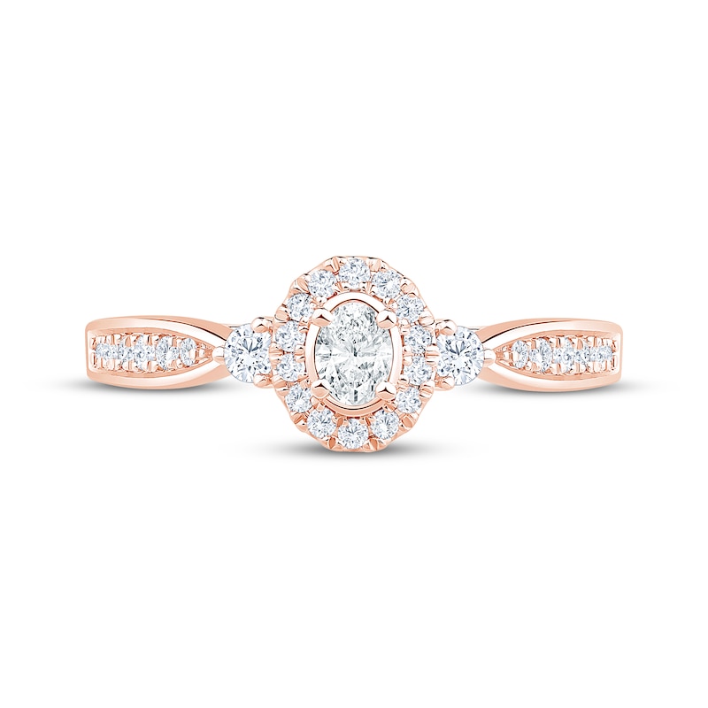 Main Image 3 of Now + Forever Now + Forever Oval-Cut Diamond Halo Engagement Ring 3/8 ct tw 14K Rose Gold